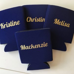 personalized can cooler, bridesmaid can cooler, can hugger, wedding party favor, bridesmaid gift, bachelorette party favor, name can cooler