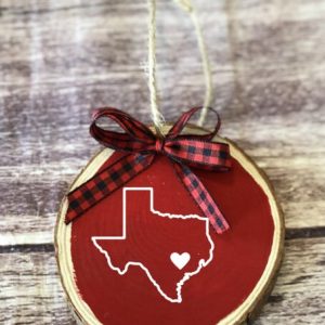 State Christmas ornament, California ornament, Texas decor, texas love, wood ornament, natural decor, rustic christmas, buffalo plaid, NY
