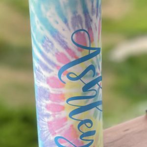 Tie dye tumbler, personalized tumbler, 20 oz tumbler, monogrammed cup, personalized drink ware, pastel, tie dye, name tulip, gift for her,