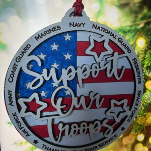 Military ornament, support our troops, USA ornament, Christmas ornament, army decoration, marines ornament, soldier ornament,military family