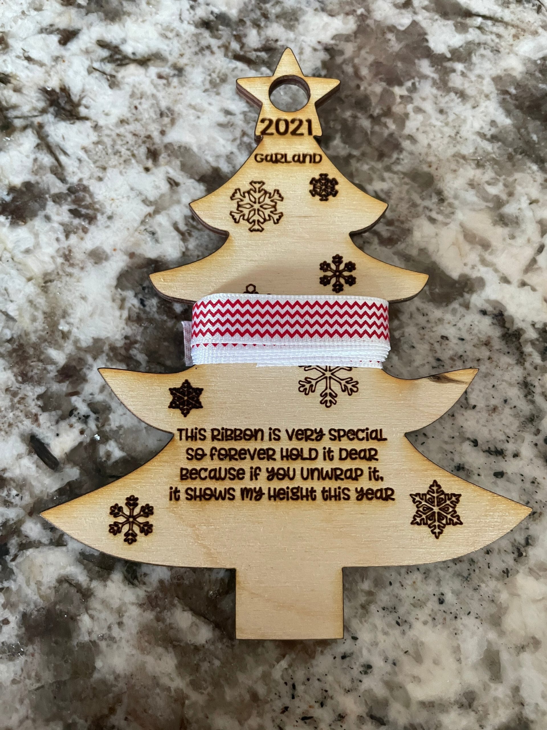 Ornament, kids ornament, Keepsake Child Growth Ornament, Ribbon Height Ornament, Child Measurement Christmas Ornament, gift from child,