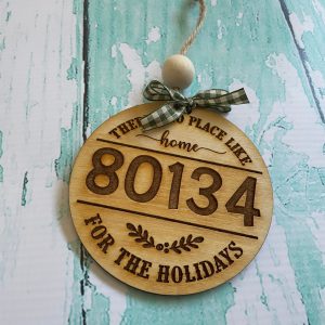 Home ornament, no place like home, Christmas ornament, new house gift, hostess goft, stocking stuffer, Christmas tree, zip code, sweet home