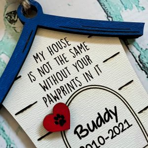 Pet memorial ornament, ornament, rainbow bridge, pet ornament, dog ornament, Christmas ornament, dog house, personalized dog ornament,