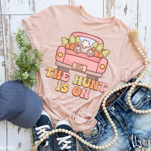 Easter shirt, the hunt is on, Easter mama tee, Easter shirt, bunny shirt, bunny tee, rabbit shirt, egg hunt tee, mom shirt, work tee, rabbit