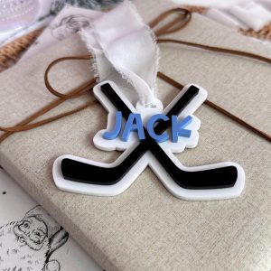 Acrylic Hockey bag tag or keychain