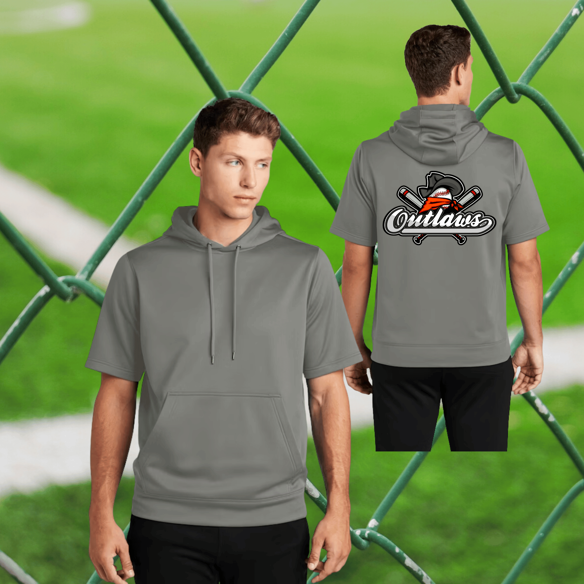 Outlaws Sport-Tek - Sport-Wick adult Fleece Short Sleeve Hooded Pullover
